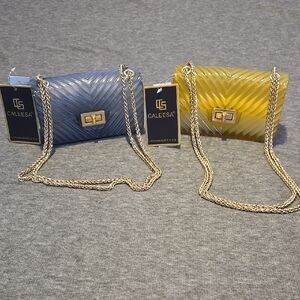 Quilted Crossbody Bag in Blue and Yellow